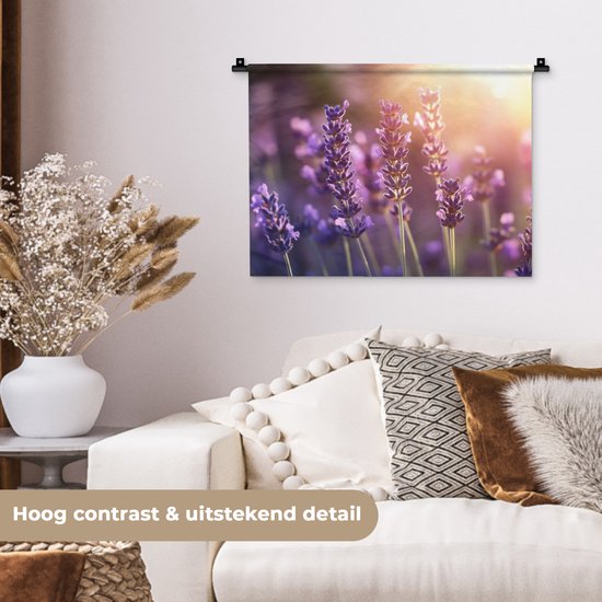 Tapisserie murale 60x45 cm - Fleurs de lavande - Violet - Lumière du soleil - Tapisserie - Tapisseries