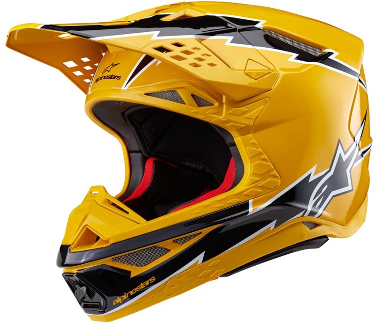 Alpinestars Supertech S-M10 Ampress Helm Ece 22.06 Zwart Geel Glanzend - Helm