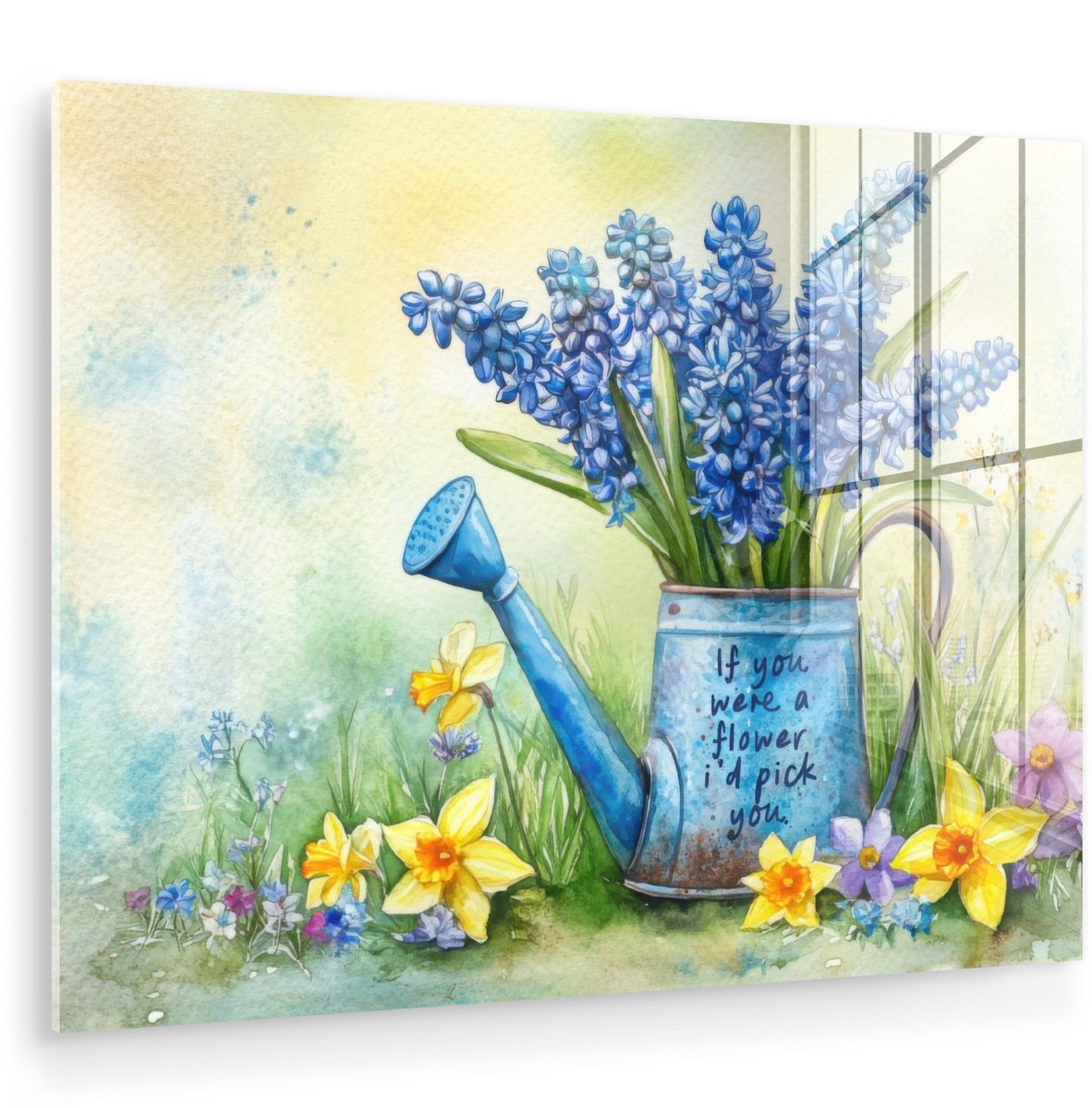MuchoWow® Glasschilderij 80x60 cm - Schilderij acrylglas - Lavendelbloemen - Quote - Giete