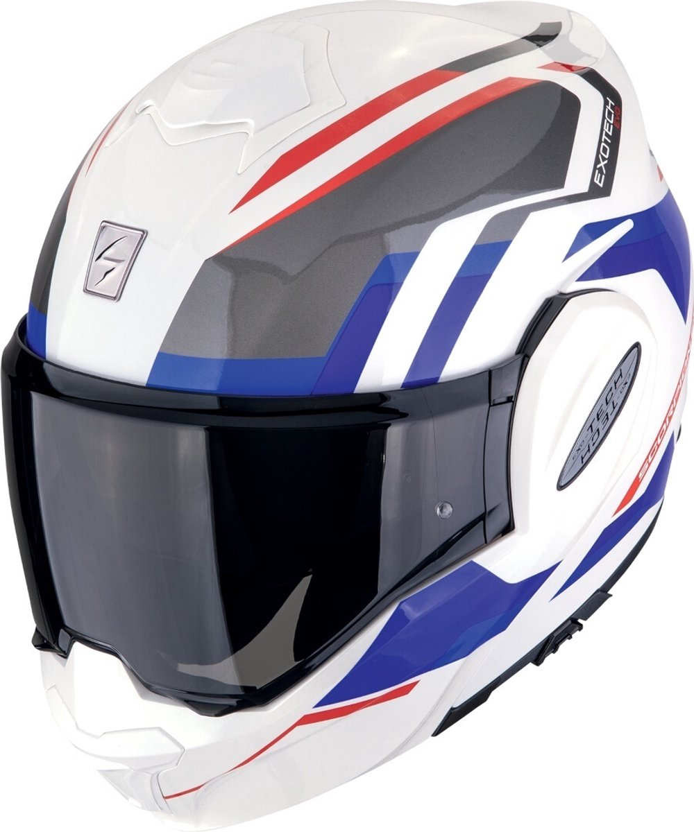 Scorpion EXO-Tech Evo Furio Wit Rood Blauw Systeemhelm - Maat S - Helm