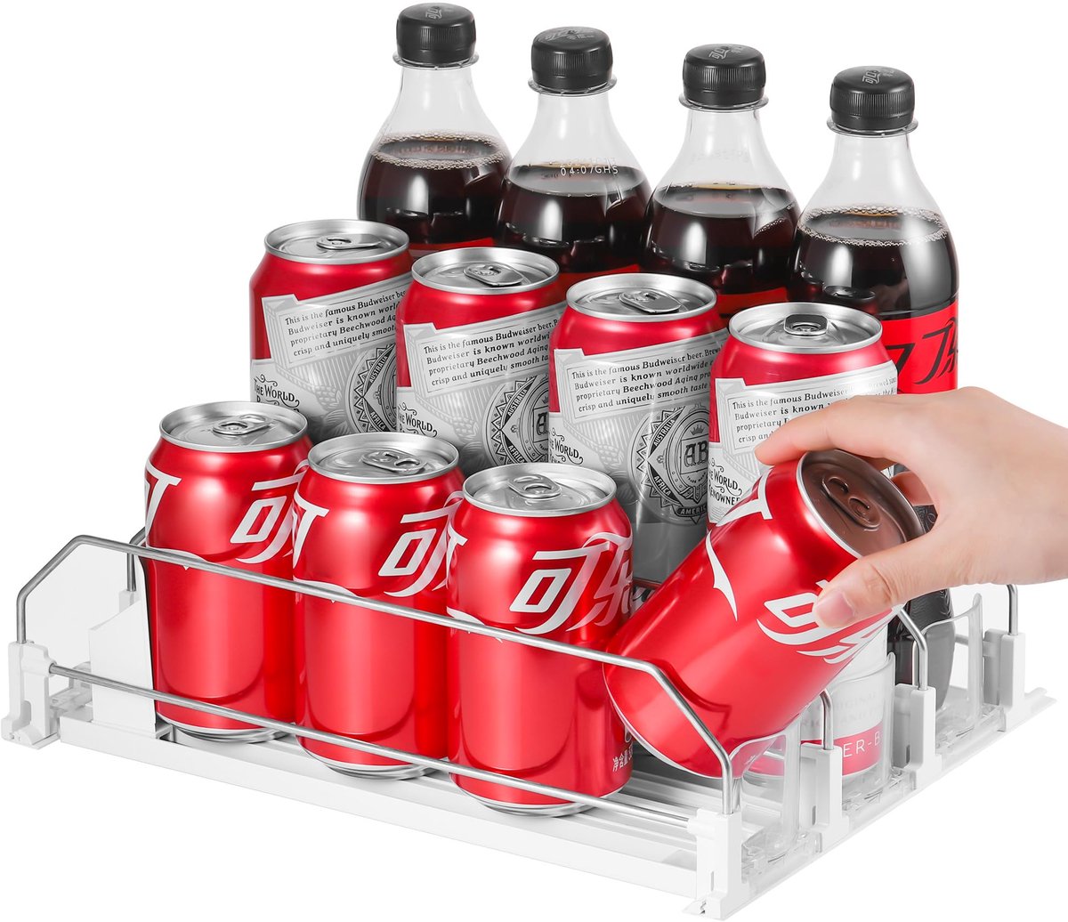My Ninki ® Automatische Koelkast Organizer voor Dosen – Zelfschuivend en Ruim, Geschikt voor 12 Dosen in 3 Rijen