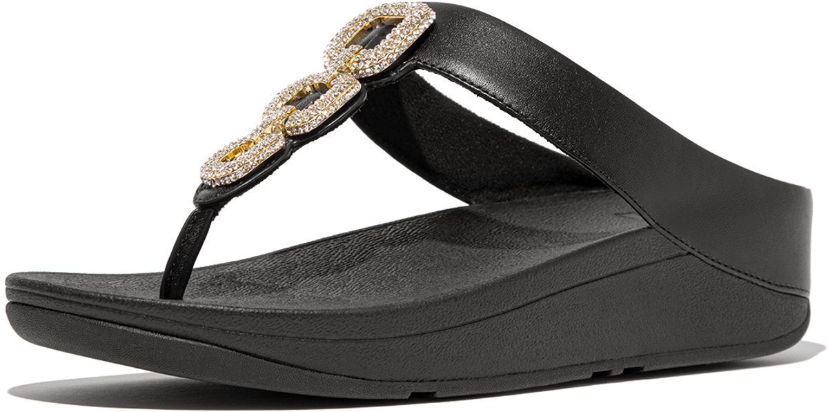 FitFlop Fino Crystal-chain Sandalen Zwart Vrouw