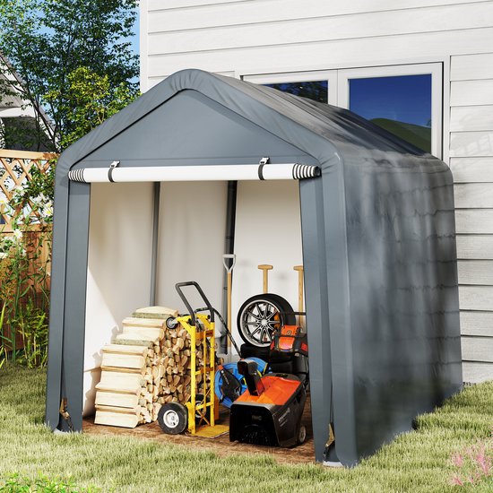 COSTWAY Gereedschapsschuur 195 x 240 x 214 cm, fietsgarage, gereedschapsschuur, tentgarage, garagetent, tuinschuur, opslagtent, multifunctionele overkapping — afbeelding 5