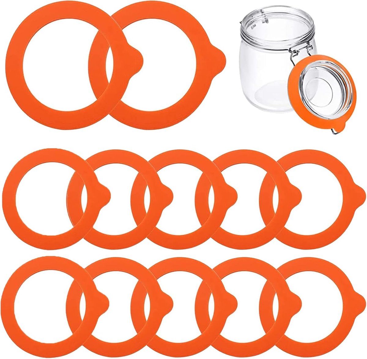 12 stuks afdichtringen, weckpotten, 99 x 68 mm, siliconen inmaakringen, afdichtingen voor inmaakpotten, voor inmaakpotdeksel, ronde potten, weckpotten, oranje