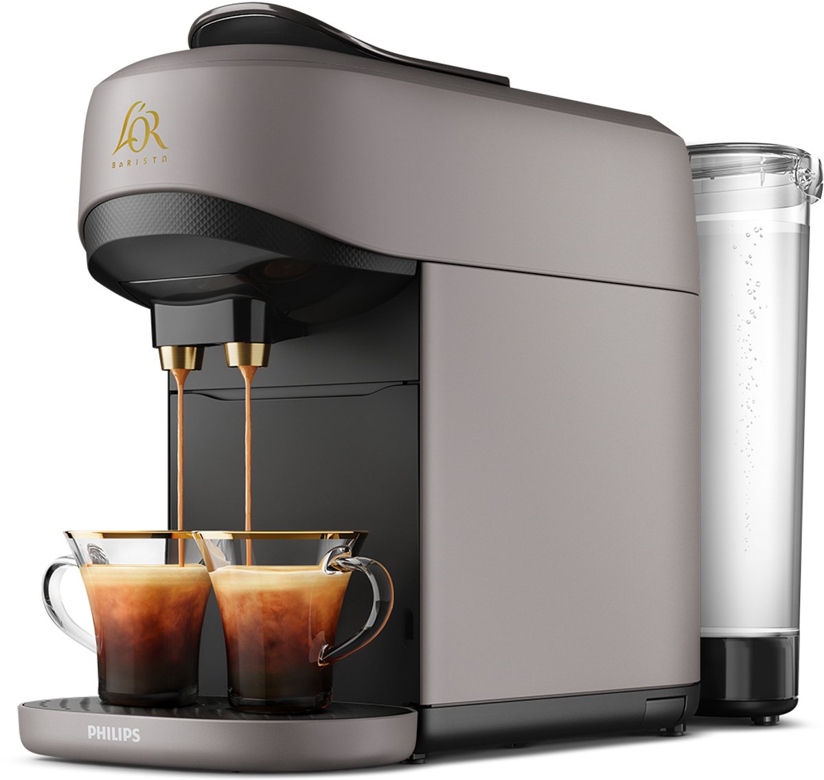 Ontwaak je zintuigen met het nieuwe L'OR Barista Absolu koffiezetapparaat. Geniet van vertrouwde warme koffierecepten en ontdek verfrissende, gekoelde creaties met de Enjoy Over Ice-functionaliteit. Het strakke, aanpasbare ontwerp met een verplaatsbaar wa