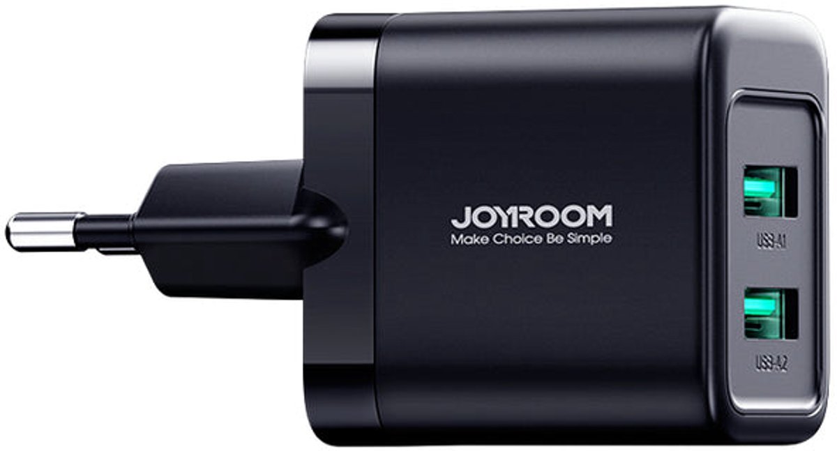 Joyroom 2 Poorten USB-A Oplader 12W - Zwart