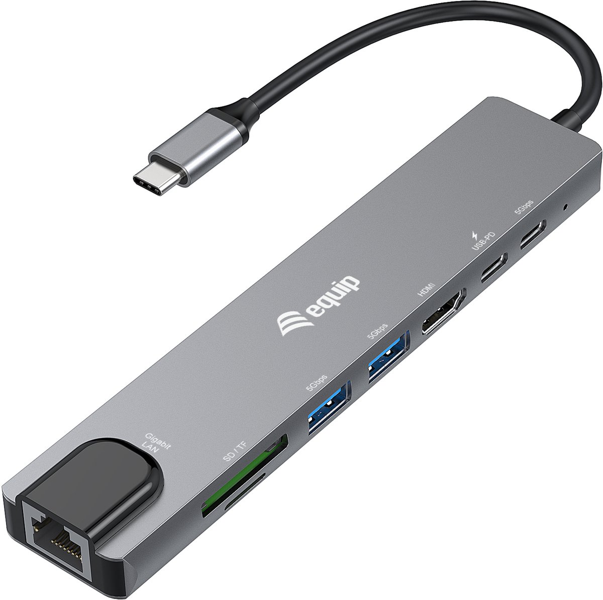 Equip 133497 laptop dock & poortreplicator Bedraad USB Type-C Zwart, Grijs