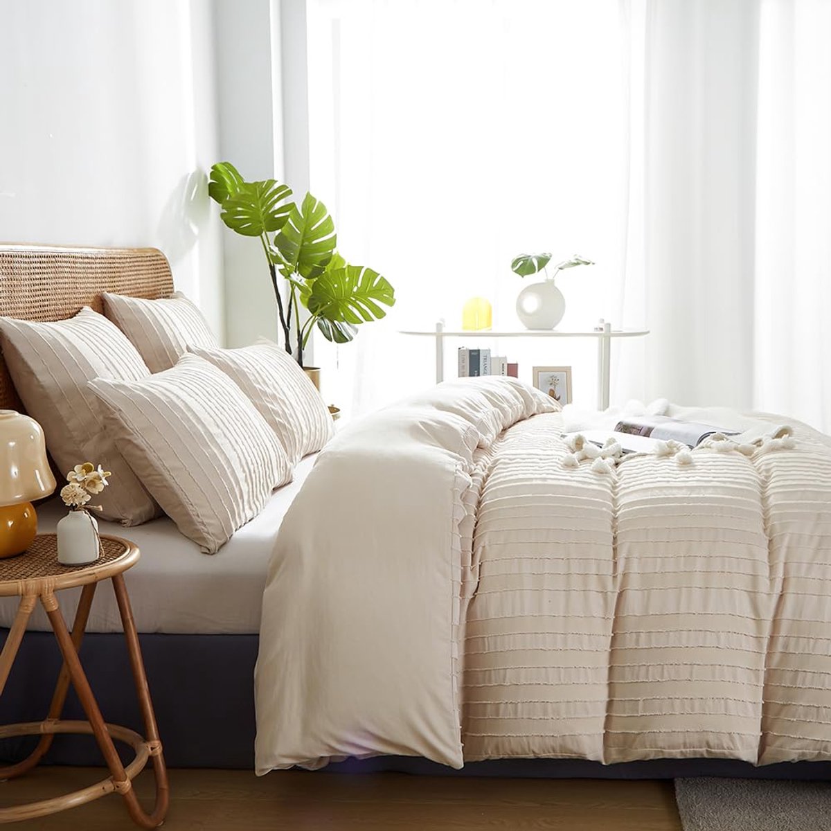 My Ninki ® Comfortabele en Stijlvolle Boho Beddengoedset in Zachte Microvezel met Getuft Ontwerp en Ritssluiting