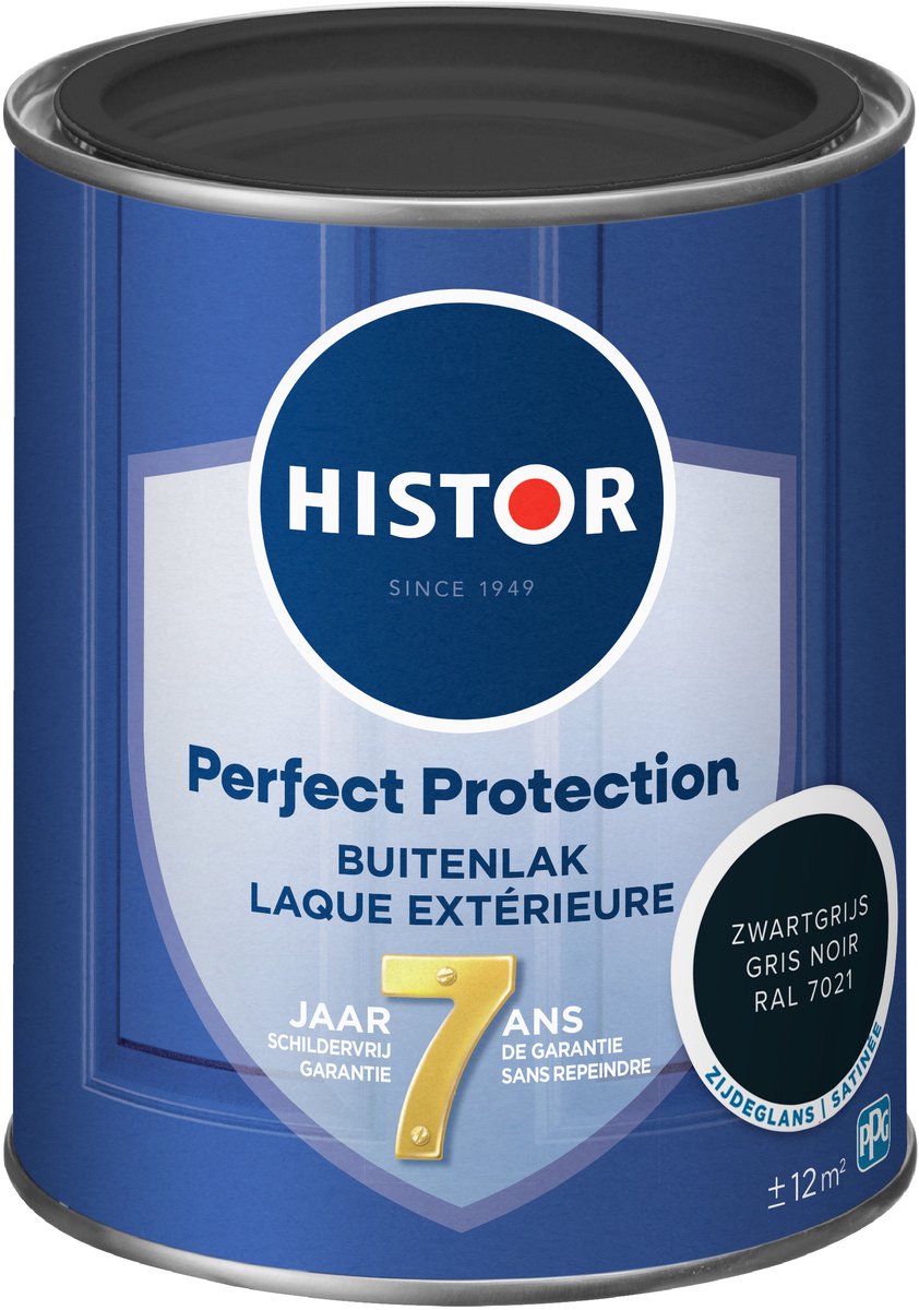 Histor Perfect Protection Buitenlak - Houtlak - Houtverf voor Buiten - Zijdeglans Verf voor Hout - Buitenverf - Zwartgrijs RAL 7021 - 0.75 L – foto 4