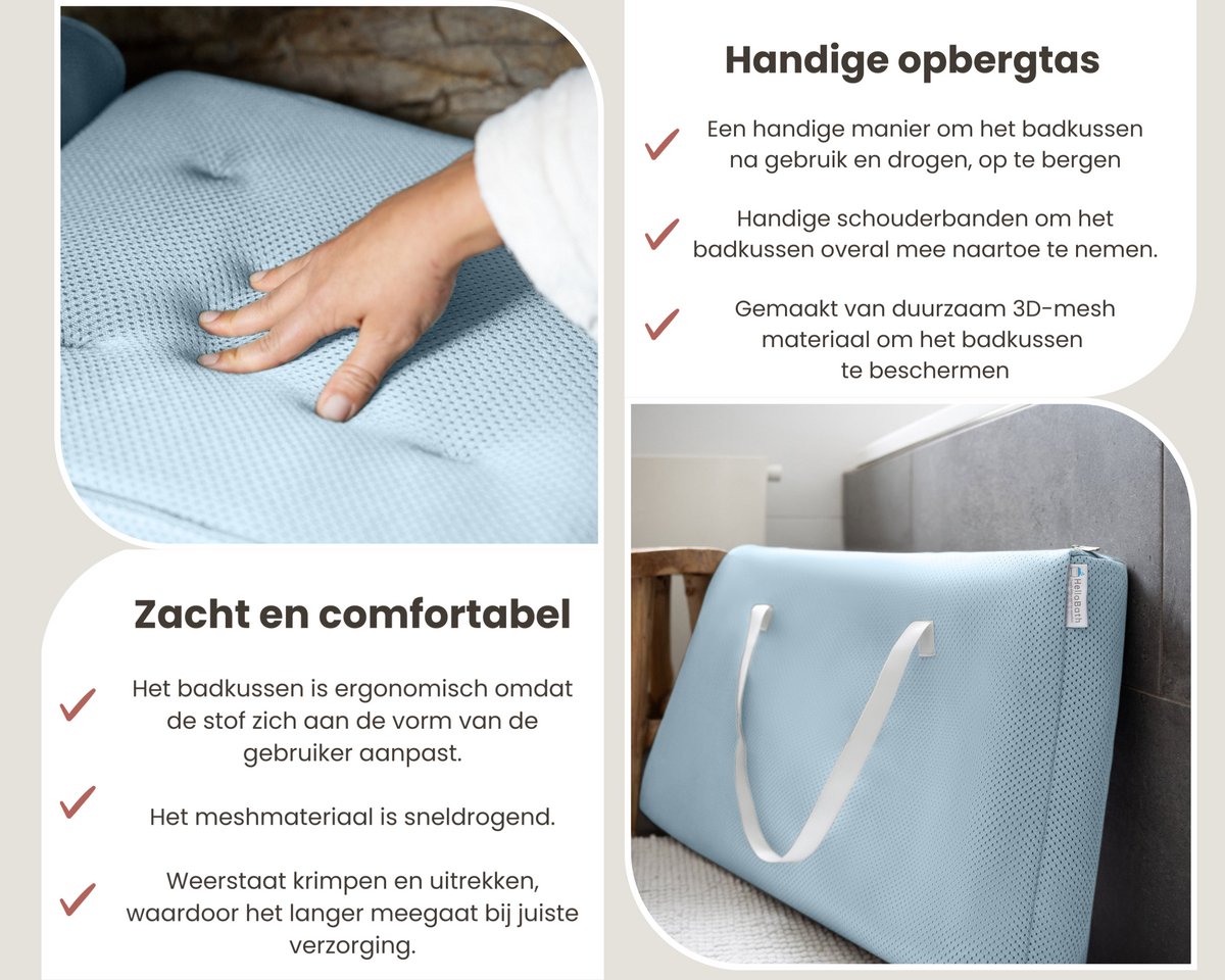 Lady McBath Badkussen - luxe badkussens voor badhals en rugsteun - krachtige zuignappen, wasbaar badaccessoire voor ontspanning (grijs