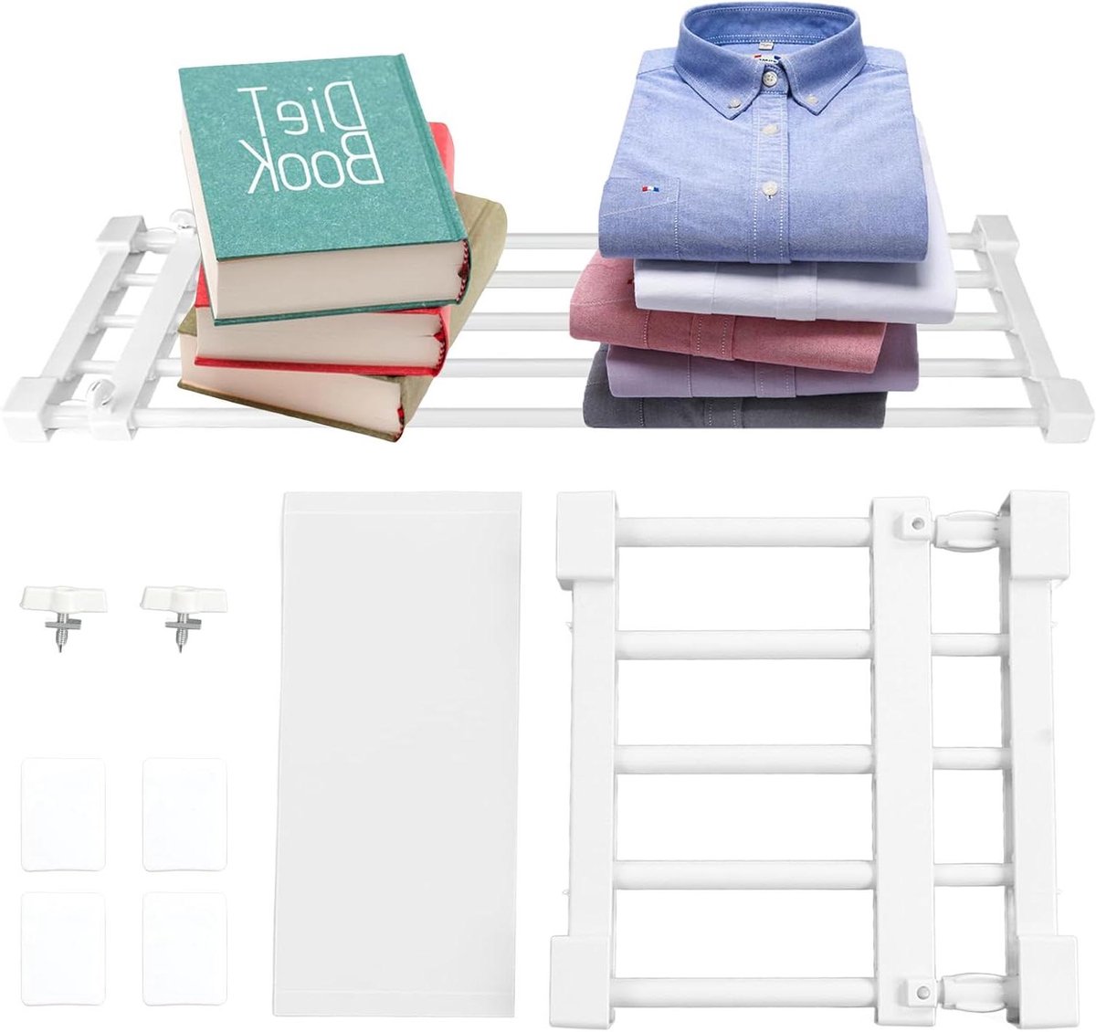Tension Plank Spijkervrij Telescopisch Opbergrek Partitie Garderobe Gelaagde Partitiekast Schoenenkast Apart Opbergrek (23-30cm)