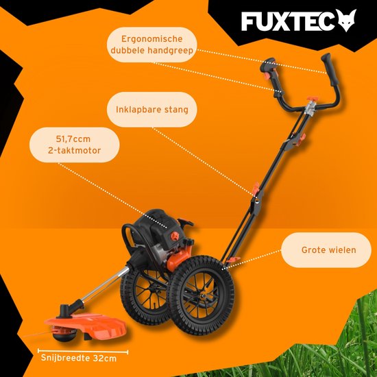 FUXTEC Bosmaaier Benzine - Grastrimmer op wielen - 52cc - 2-takt - FX-FSR152 van FUXTEC — afbeelding 3