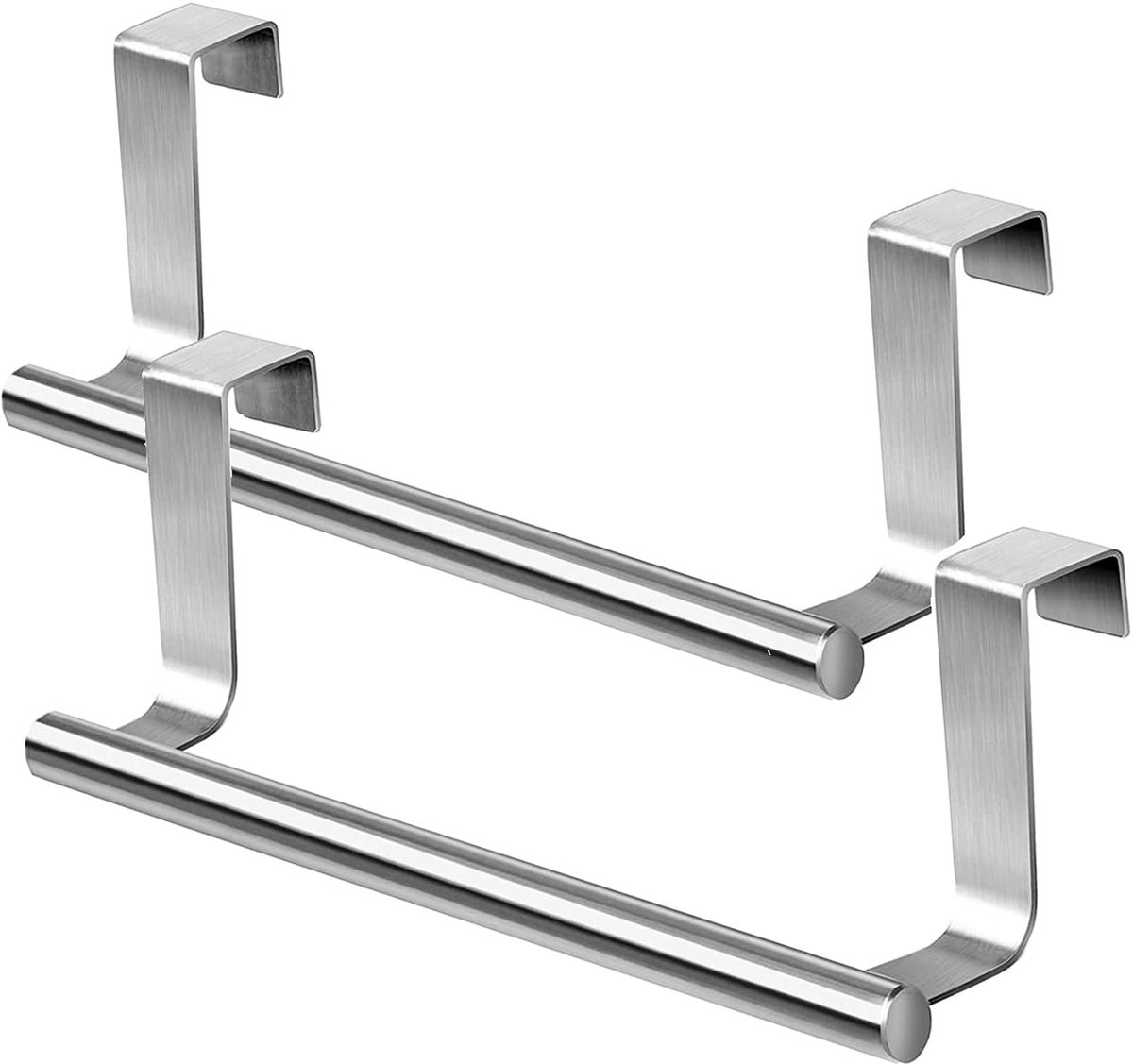 My Ninki ® Stijlvolle Roestvrijstalen Handdoekhouder Set met Dubbele Haken voor Badkamer en Keuken, Zonder Boren