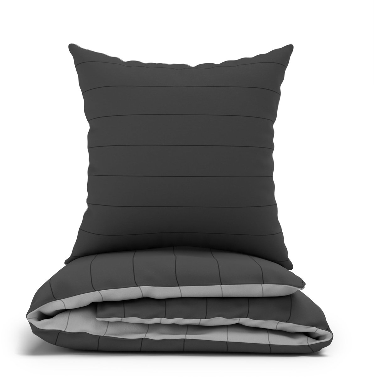 My Ninki ® Zacht en Comfortabel Beddengoedset voor het Hele Jaar met Grijs Gestreept Design