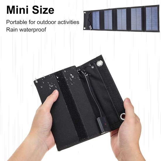 Zonnepaneel-5 borden-Zonnepanelen zijn opvouwbaar-Zonnecellen Oplaadbatterij -zonnepaneel powerbank-15W 5V USB zonnepaneel-zonnepanelen met stekker-zwart van Allpowers® — afbeelding 3