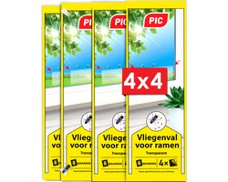PIC - Venstervliegenvanger – 4x4=16 stuks - Niet-giftige, reukloze lijmvanger voor het vangen van vliegen en fruitvliegen