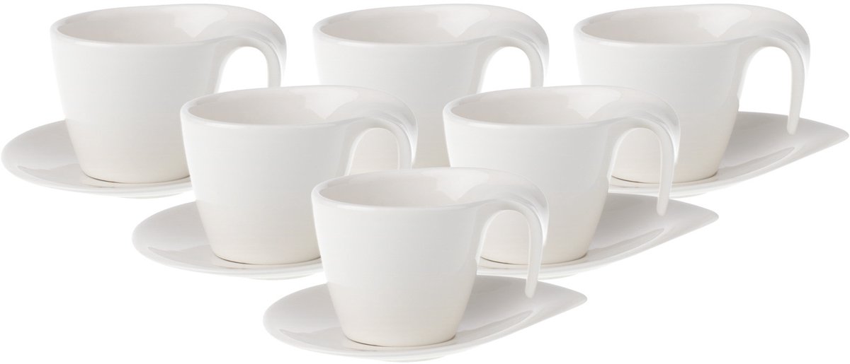 Frühstückstassen mit Untertassen Flow 250 ml Set van 6