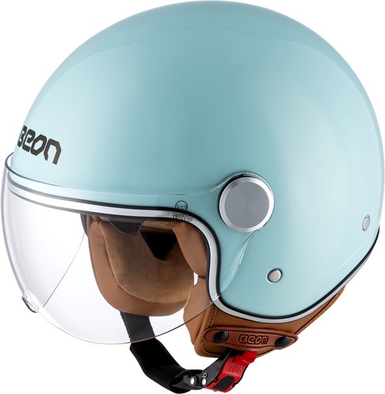 BEON B120 Scooterhelm - M - Jethelm met Zonnevizier - Motorhelm - Geschikt voor Vespa, Scooter, Brommer, Motor en Snorfiets - Mint Groen