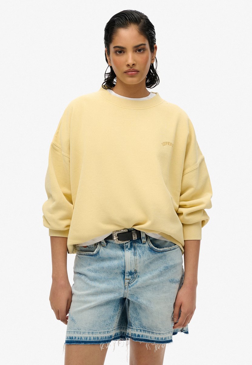 Superdry Essential oversized sweatshirt met ronde hals en logo Dames Truien Geel