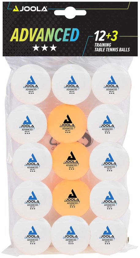 Balles de tennis de table Joola Advanced Training – 15 pièces – Balles d'entraînement en intérieur de haute qualité – Perfect pour les loisirs et l'entraînement