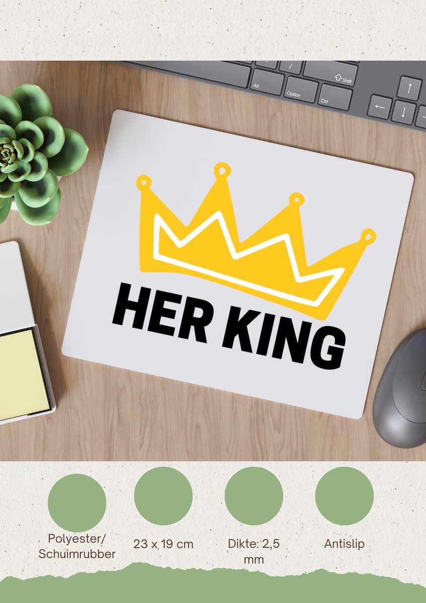 Akyol - her king Muismat - Verjaardag - haar - hem - grappige tekst - 23 bij 19 cm