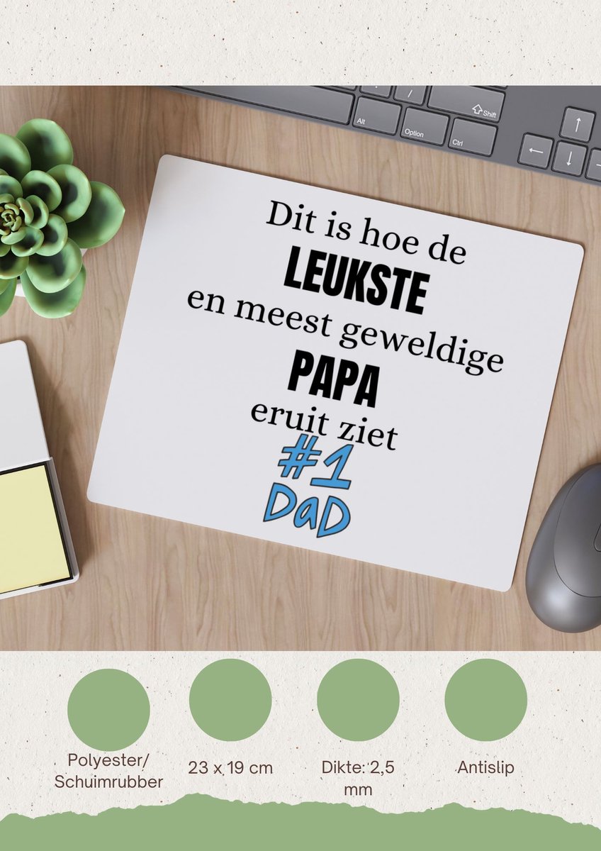Akyol - dit is hoe de leukste en meest geweldige papa eruit ziet Muismat - Vader - papa - vaderdag - cadeau - verjaardag - opa - 23 bij 19 cm