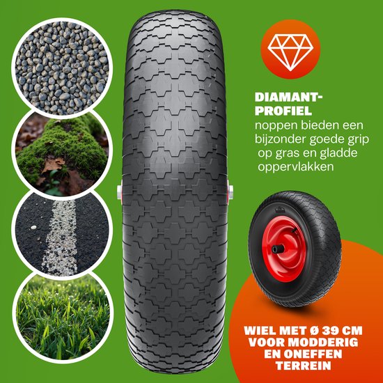 Gardebruk Kruiwagen - 100l Kunststof Kuip Belastbaar tot 250kg - Groen