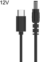 USB-C naar DC - 5.5 x 2,1 mm - 12V voedingskabel power adapter kabel oplader - Universeel - 150 CM - zwart
