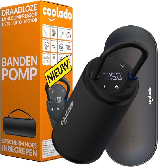 Oasser Gonfleur Pneus Voiture sans Fil 6000mAh Mini Compresseur à Air Portatif 150 PSI (10,3 Bar) Inflation Rapide Cylindre 19 mm Affiche 2 Valeur avec 3M Allume-Cigare 12V et Sac de Rangement