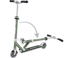 Kinderstep - Globber Flow - Groen/chrome - Lichtgevende wielen - Vouwbaar - Vanaf 5 jaar