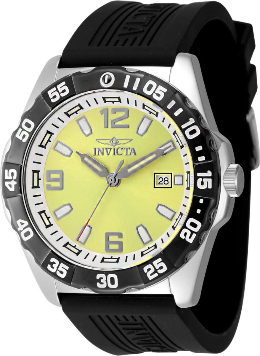 Invicta Coalition Forces 48346 Heren Horloge - Waterdicht - Analoog - Quartz Uurwerk - Roestvrij Staal met Gele Wijzerplaat - 45mm