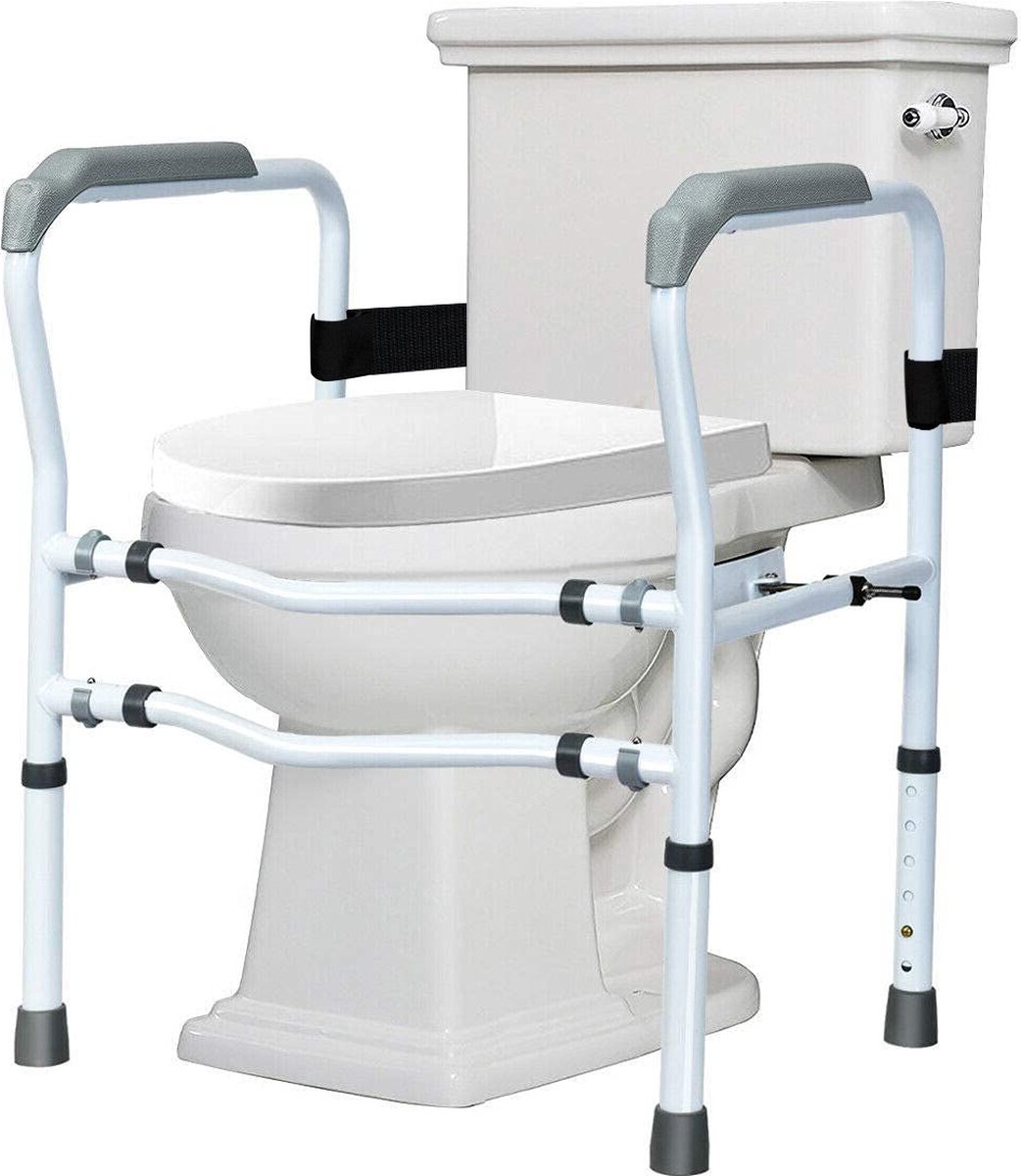 Trendmix Universeel Toiletframe Opstahulp - Toiletstoel - Verstelbare WC-steunhulp Met Antislip Handgreep – 48 x 65 x 84 cm