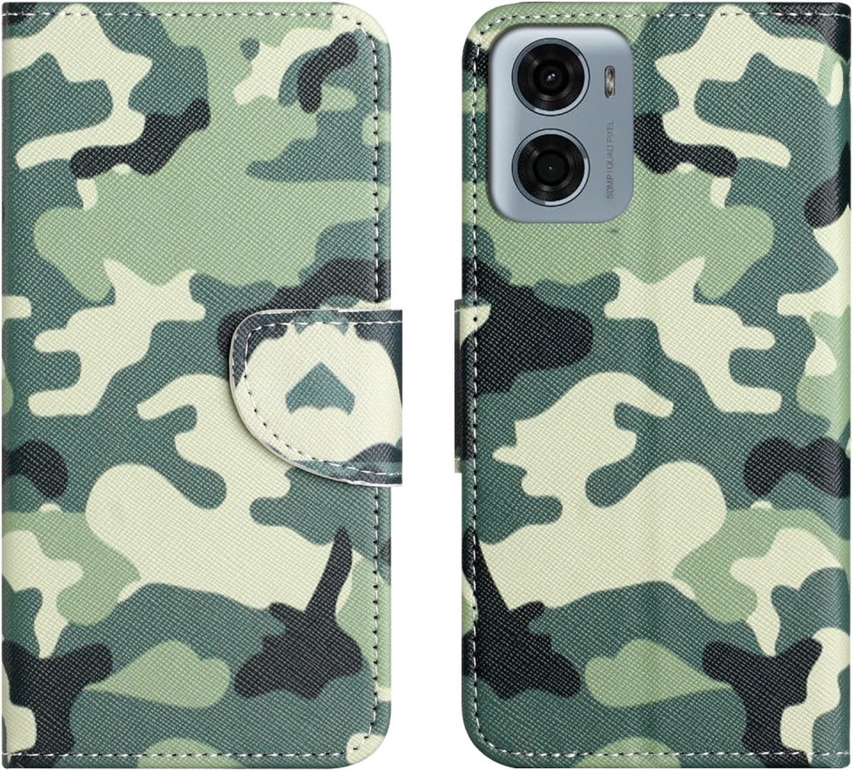 Coverup Hoesje - Geschikt voor Motorola Moto G05 / E15 Hoesje - Coverup Book Case - Camouflage