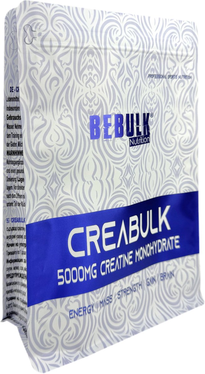 Goedkoopste Creatine - CreaBulk - 100 Creatine Monohydraat - BeBulk Nutrition - 1kg (1000g) Neutraal - Hoge kwaliteit - Gemaakt in Nederland