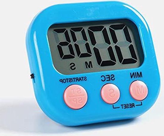 Digitale keukentimer, magnetische achterstandaard, timers voor bakken, keuken, studeerkamer, trainingstraining, tellen en aftellen klok luid alarm (blauw