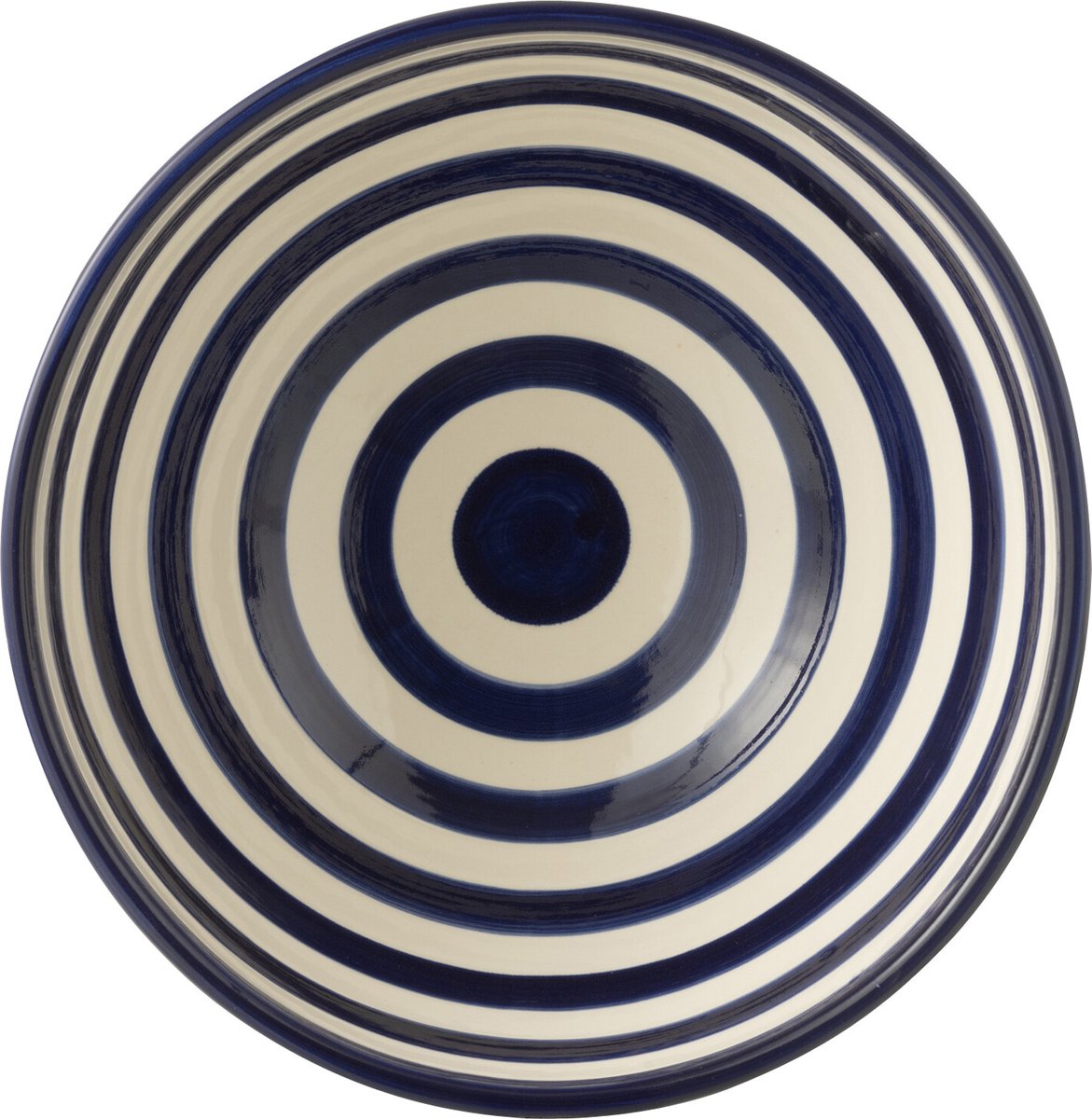 J-Line kom Granada Stripes High - keramiek - wit/blauw - large - Ø 28 cm