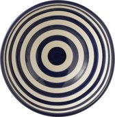 J-Line kom Granada Stripes High - keramiek - wit/blauw - large - Ø 28 cm