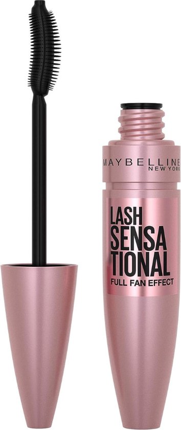 Roze mascara verpakking open met kwastje.