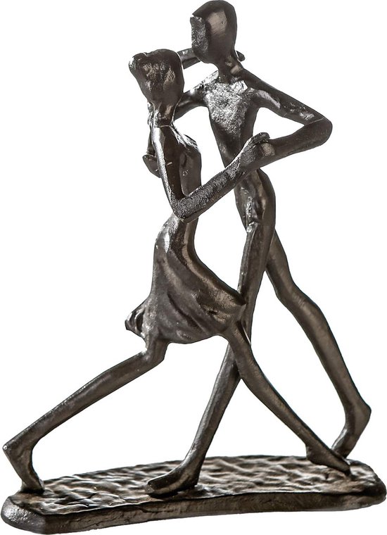 Gilde IJzer design sculptuur figuur standbeeld dans paar deco-object dans met heffiguur dansen - hoogte 17,5 cm