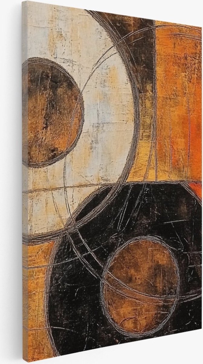 Saammp Canvas Schilderij - Cirkels - Abstract kunstwerk - 60x90 - Foto op canvas - Wanddecoratie - Muurdecoratie Woonkamer - Slaapkamer decoratie - Canvas Print Multicolor