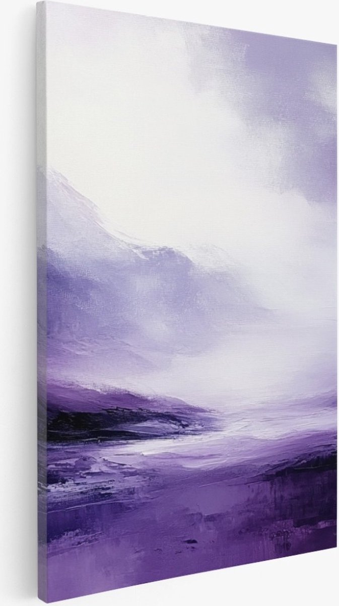 Saammp Canvas Schilderij - Paars - minimalistische kunst - Wit - Abstracte - 40x60 - Foto op canvas - Wanddecoratie - Muurdecoratie Woonkamer - Kantoor Decoratie Multicolor