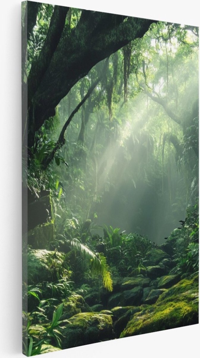Saammp Canvas Schilderij - Natuur - Huis tussen de bergen - landschap - 40x50 - Foto op canvas - Wanddecoratie - Muurdecoratie Woonkamer - Slaapkamer decoratie - Canvas Print Multicolor