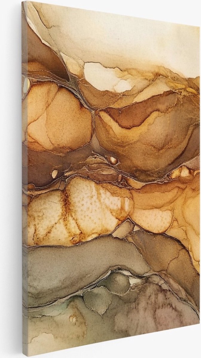 Saammp Canvas Schilderij - Brons marmer - Abstract - 80x120 - Foto op canvas - Wanddecoratie - Muurdecoratie Woonkamer - Slaapkamer decoratie - Canvas Print Multicolor