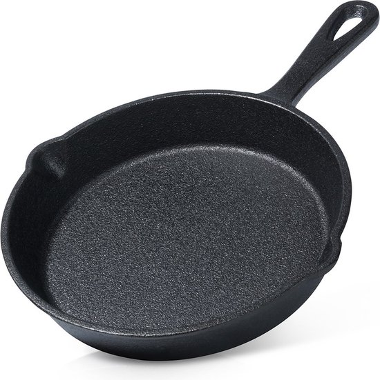 Gietijzeren pan 22 cm met houten handvat BRIZOLL - Ronde pan