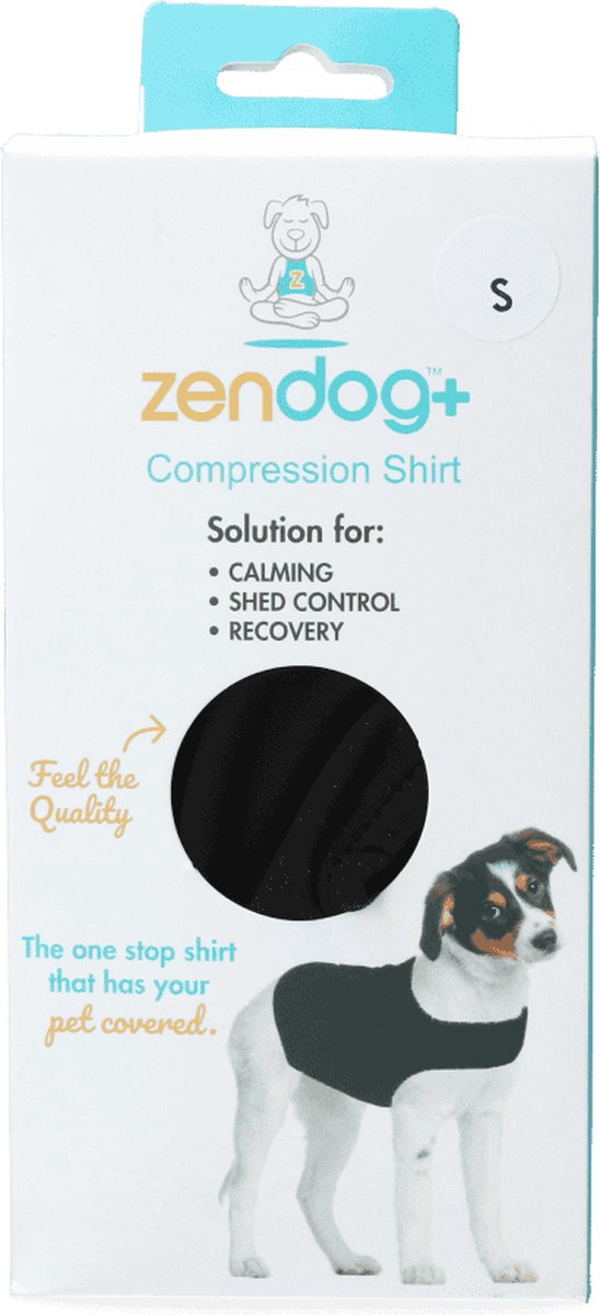 Zenpet ZenDog+ Compression shirt L – Hondenvest – Hondenjas tegen angst en stress – Anti stress hond – Dieren antistressmiddel – Elastisch en ademend – Geschikt voor honden van 20,5 tot 29.5 kg - Zwart