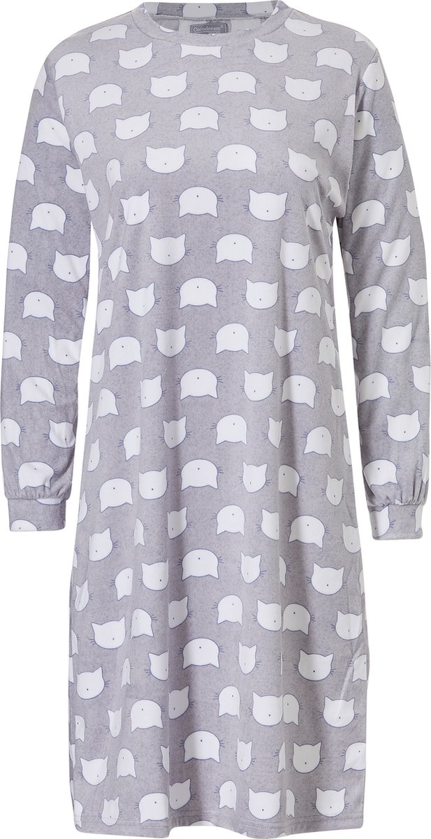 Cocodream Quality Cocodream Dames Velours Nachthemd Lange Mouw Grijs