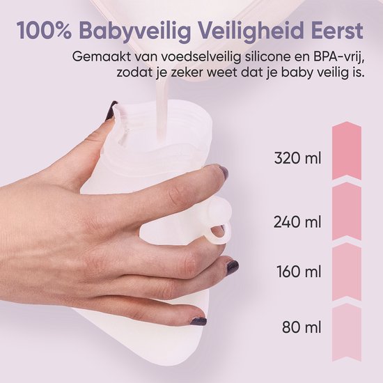 Mellons Renuva - Herbruikbare Moedermelk bewaarzakjes - 7 Stuks borstvoeding zakjes inclusief opberg bakje - Dubbele Zipsluiting en schenktuit - BPA-vrij van Mellons — afbeelding 3