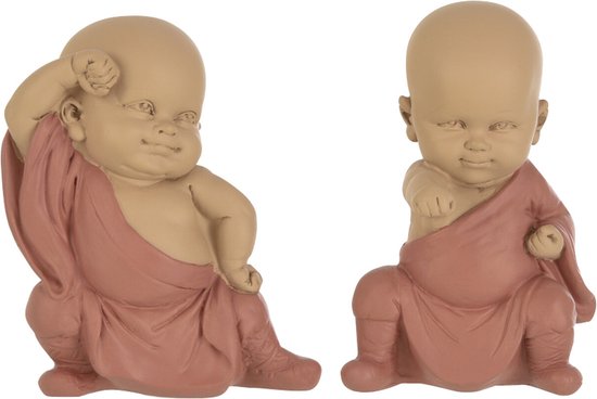 J-Line figurine Moine - polyrésine - terracotta - 2 pcs