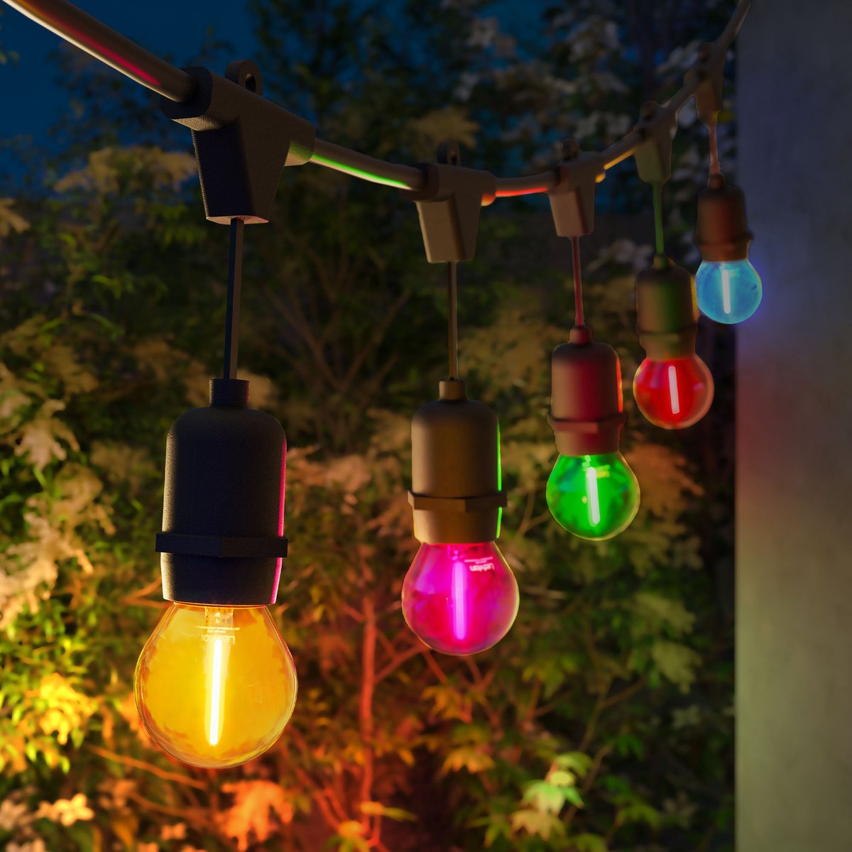 Ledvion - Lichtsnoer Buiten 20M - 20 Multicolor E27 LED Lampen - IP65 Waterdicht - 2100K - Warm Wit - Sfeerverlichting Tuinverlichting