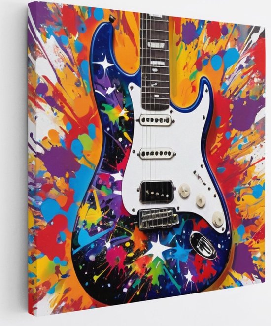 Saammp Canvas Schilderij - Gitaar - Abstract - 20x20 - Foto op canvas - Wanddecoratie - Muurdecoratie Woonkamer - Slaapkamer decoratie - Canvas Print